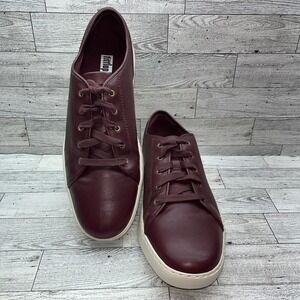 Fitflop Rally Maroon‎ Leather Comfort Sneaker Shoes Men Size 9